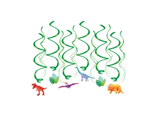 Hangdecoratie 70cm Party Swirl Dino 12 stuks - 1