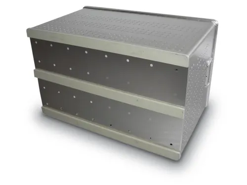 Aluminium Transportbak 288x723x456mm 82 liter Geperforeed Glijlatten