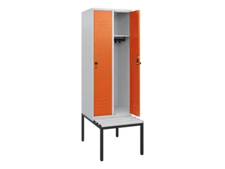 locker met bank,HxBxD 1950x600x815mm,2vak,vak B 300mm,draaigrendel - 2
