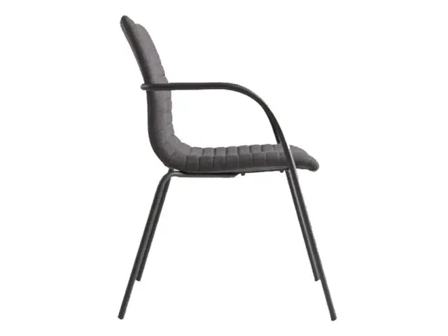 Chaise de conférence Série 140 Cadre noir Assise tissu gris