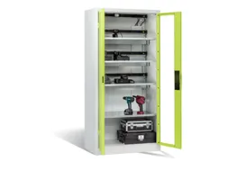 acculaadkast,HxBxD 1950x930x500mm,15stekkerdozen 230 V,ventilator