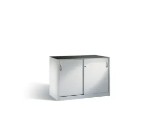 schuifdeurkast,HxBxD 1000x1600x600mm,romp RAL7035,front RAL7035 - 1