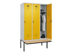 locker met bank,HxBxD 2120x1200x815mm,3vak,vak B 400mm,draaigrendel