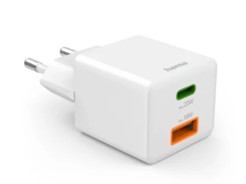 Oplader Hama USB-C/USB-A Mini PD 20W wit