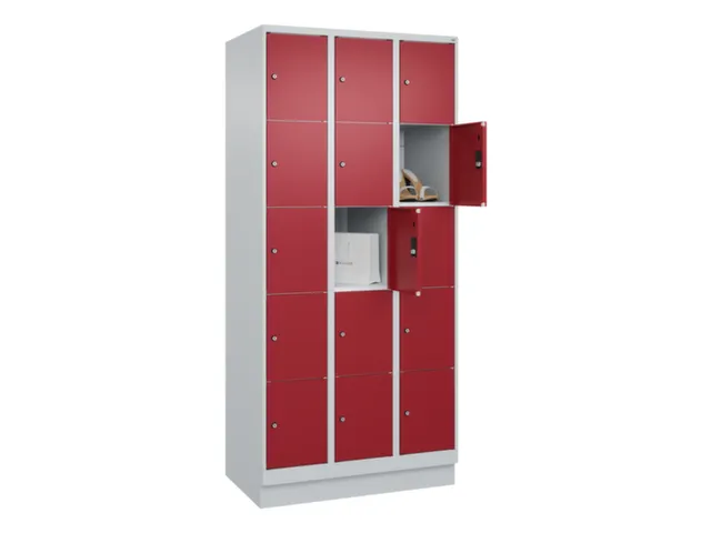 lockerkast,HxBxD 1950x900x500mm,3x5vakken,vak B 300mm,cil.-slot,sokkel
