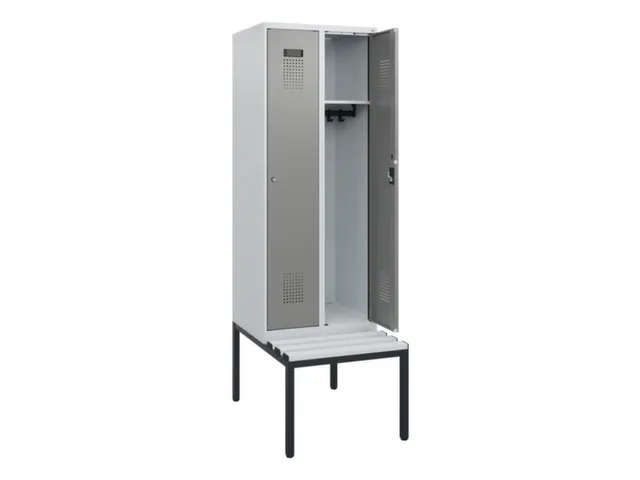 locker met bank,HxBxD 1950x600x815mm,2vak,vak B 300mm,cilinderslot