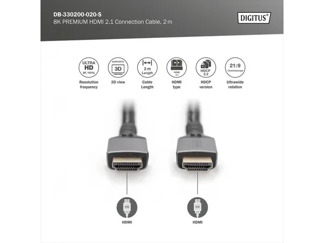 HDMI Ultra Premium High Speed-aansluitkabel A M/M 2m UHD 8K@60Hz