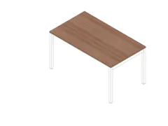 bureau HxBxD 730x1400x800mm blad canaletto-hout 4-voeten wit