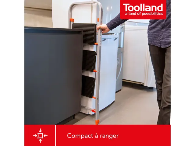 Huishoudtrap met hoge beugel 3 treden antislip inklapbaar tot 150 kg