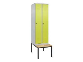 locker met bank,HxBxD 2120x600x815mm,2vak,vak B 300mm,draaigrendel - 1