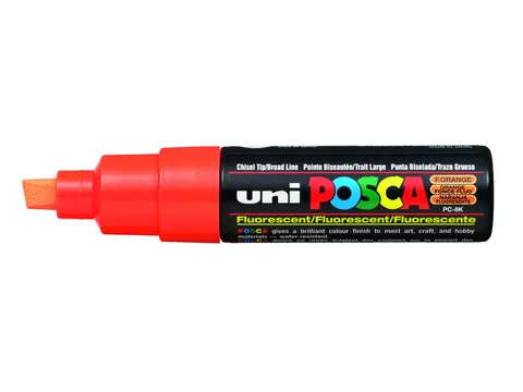 Verfstift Posca PC8K Brede punt 8mm schuin fluor oranje