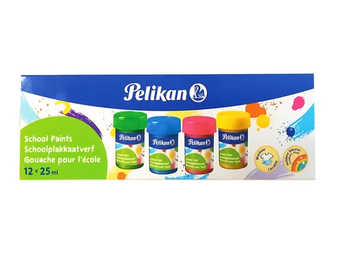 Plakkaatverf Pelikan 20ml assorti doos à 12 potjes