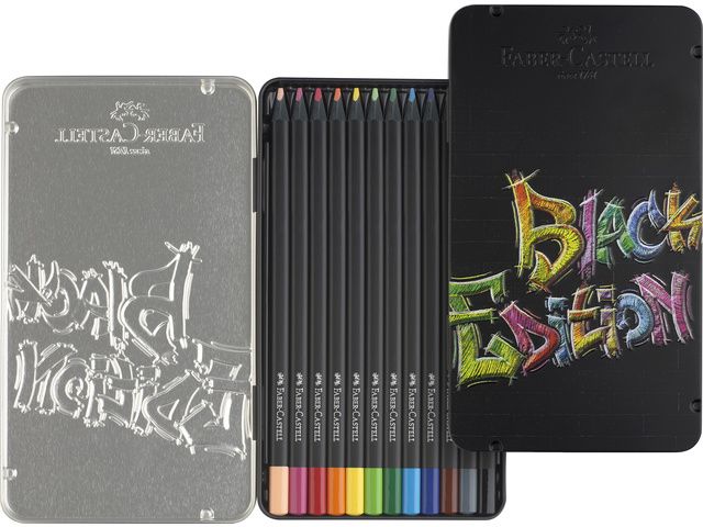 Faber Castell Crayon de couleur Faber-Castell Black Edition 12 pièces dans  une boî