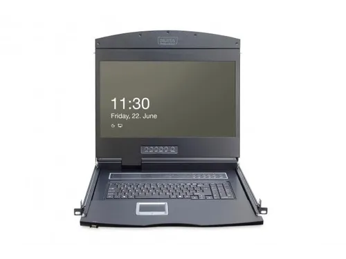 19 inch LCD KVM-console 8-poorts VGA Duits toetsenbord Zwart