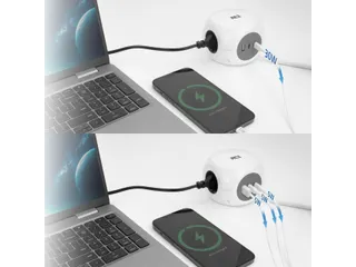 Stekkerblok ACT 3 voudig inclusief 2x USB C en A 1.5 meter wit/grijs - 9