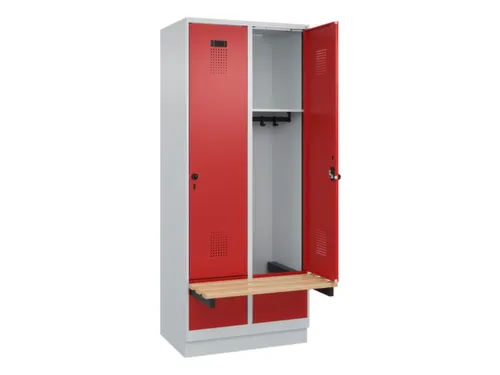 locker met bank,HxBxD 1950x800x815mm,2vak,vak B 400mm,draaigrendel