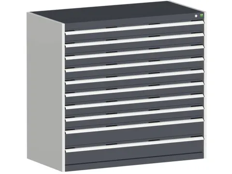 ladekast HxBxD 1200x1300x650mm 10laden RAL7035 front RAL7016