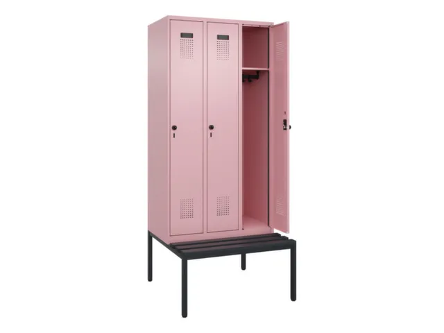 locker met bank,HxBxD 2120x900x815mm,3vak,vak B 300mm,draaigrendel
