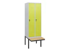 locker met bank,HxBxD 1950x600x815mm,2vak,vak B 300mm,draaigrendel