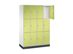 lockerkast,HxBxD 1950x1220x500mm,4x3vakken,cil.-slot,sokkel