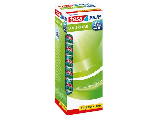 Plakband Tesa 57074 eco&clear 19mmx33m 8 rollen