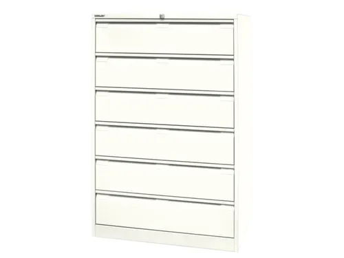 fichekast,HxBxD 1321x800x622mm,drie banen,6lade(n),romp wit,front wit