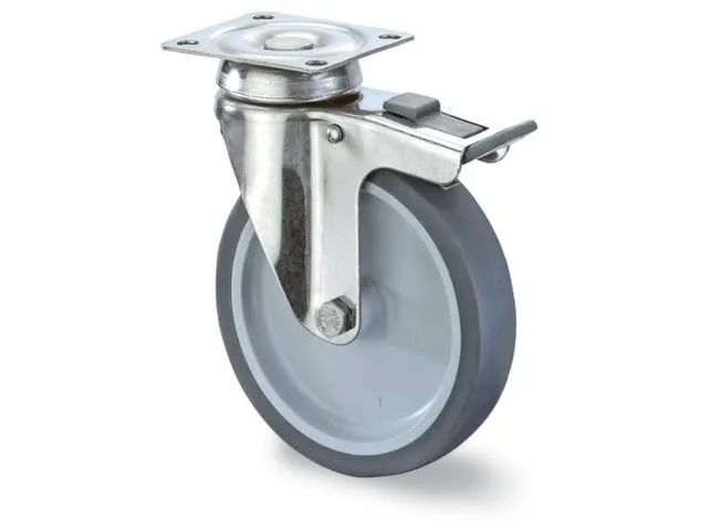 Zwenkrol Met Dubbele Rem Rvs Draagverm. 40Kg Dxb 50X18Mm Thermoplasten