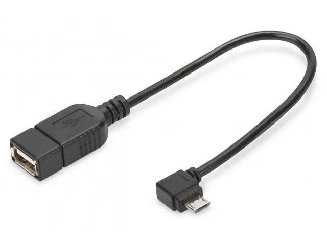 USB-adapter/converter OTG micro B/St - A/Bu 0,15m haaks zwart