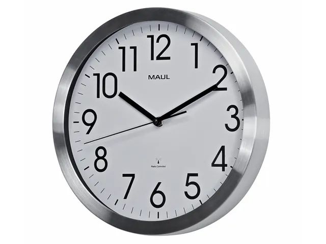 Wandklok MAUL Move RC Ø30,5cmx4.5cm aluminium/wit incl.batterij