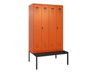 locker met bank,voor scheiding van kleding,HxBxD 2120x1200x815mm,4vak - 2