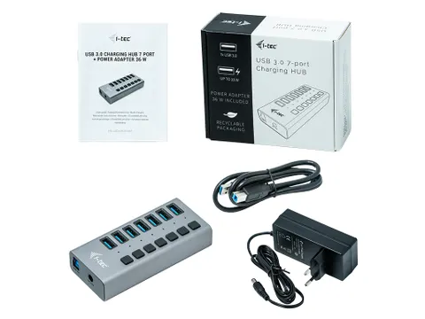 Usb 3.0 Charging Hub 7-poorts + Power Adapter 36 W