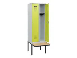 locker met bank,HxBxD 1950x600x815mm,2vak,vak B 300mm,cilinderslot