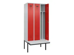 locker met bank,voor scheiding van kleding,HxBxD 2120x900x815mm,3vak