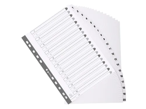 Bedrukte tabbladen Karton geplastificeerde tabs 20-delig 1-20 A4 Wit