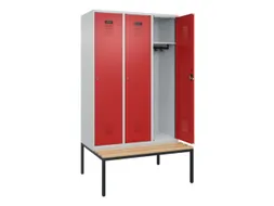 locker met bank,HxBxD 2120x1200x815mm,3vak,vak B 400mm,cilinderslot