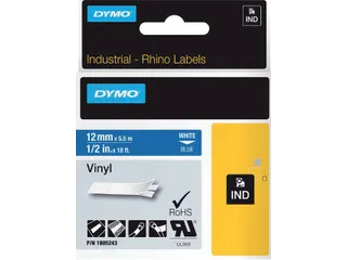 Labeltape Dymo Rhino 1805243 12mmx5.5m Vinyl Wit Op Blauw - 2