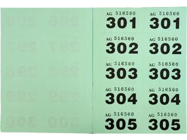 Genummerde Loterij- En Garderobetickets 1-1000