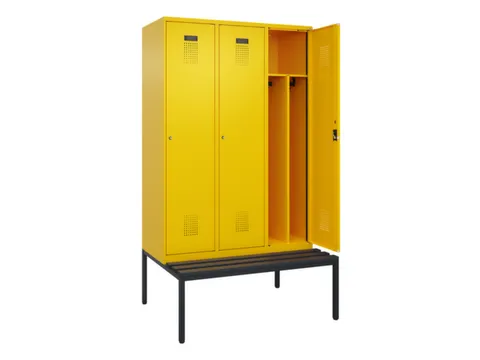 locker met bank,voor scheiding van kleding,HxBxD 2120x1200x815mm,3vak