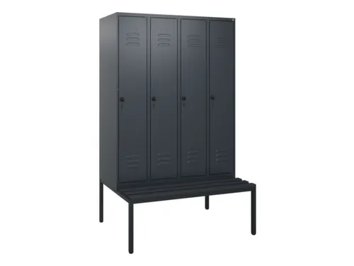 locker met bank,HxBxD 1950x1200x815mm,4vak,vak B 300mm,draaigrendel