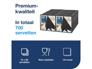 Linstyle servet 478726 39x39cm zwart 1/4 vouw 1-laags 14x50 stuks - 6