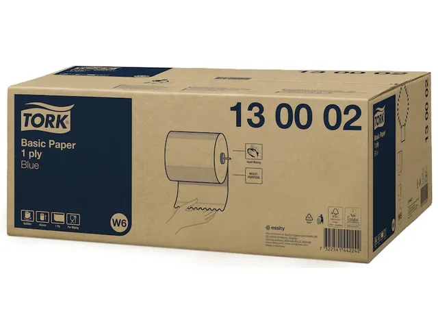 Tork 130002 Basic rol Poetspapier 1-laags Blauw 6 Rol