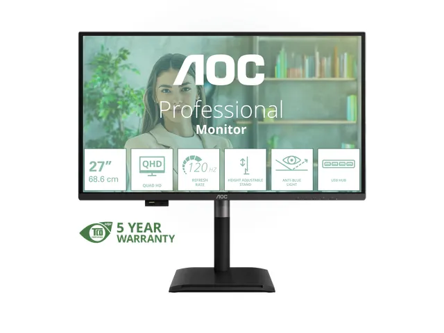 AOC Q27P4U Monitor 27 Inch Wide Quad HD