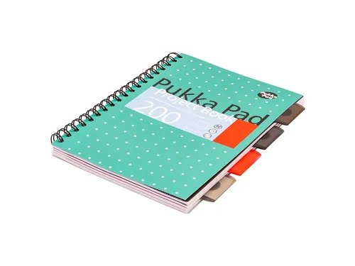 Projectboek Pukka Metallic B5 lijn 4-tabs 200 pagina's 80 gram groen