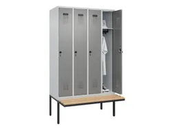 locker met bank,HxBxD 2120x1200x815mm,4vak,vak B 300mm,draaigrendel