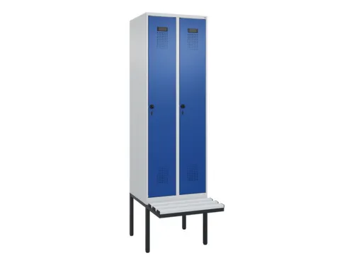 locker met bank,HxBxD 2120x600x815mm,2vak,vak B 300mm,draaigrendel