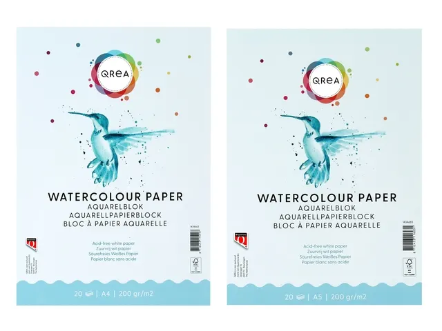 Bloc aquarelle Qrea A4 20 feuilles 200g collé