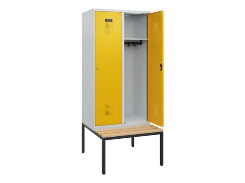 locker met bank,HxBxD 1950x800x815mm,2vak,vak B 400mm,cilinderslot