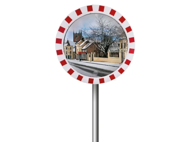 verkeersspiegel,Ø 1200mm,spiegel RVS,frame pvc-schuimstof,rood/wit