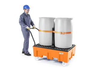 verrijdbare PE-opvangbak,v. 2x200l vat,opvangvol. 220l - 2