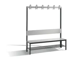 omkleedbank,HxLxD 1710x1500x407mm,HPL zilvergrijs,frame staal RAL7021